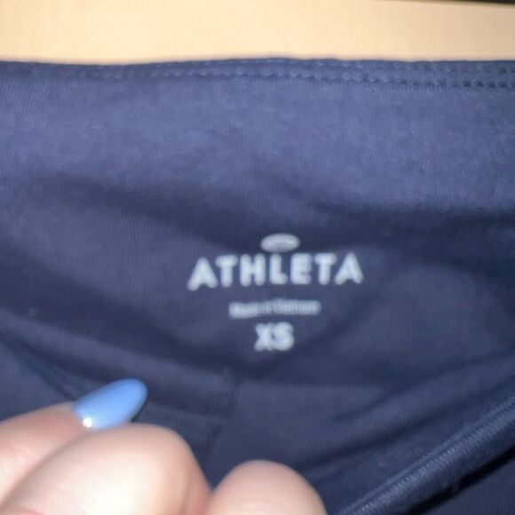 Athleta Navy Abstract Floral Print Activewear Leggings Size XS - Picture 3 of 5